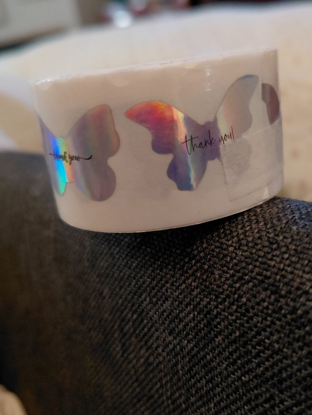 500ct. Holographic Butterfly Thank You Stickers - Bonus 3 Random Polymailers - Picture 4 of 5